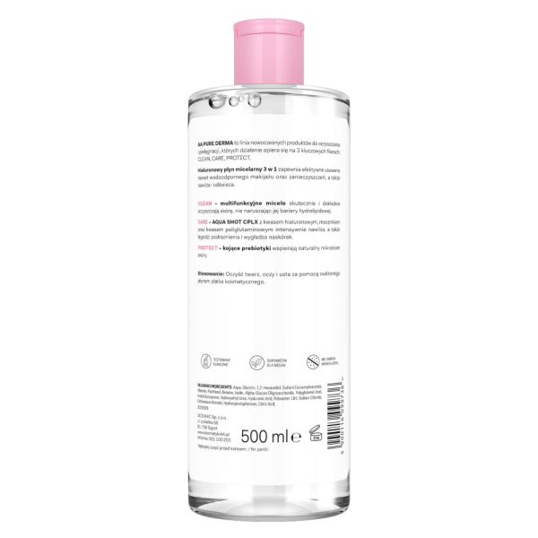 Pure Derma hialuronowy płyn micelarny 3w1 500ml on Sale