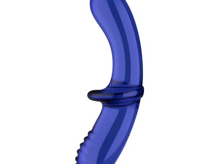 Double Crystal dildo szklane Light Blue For Sale