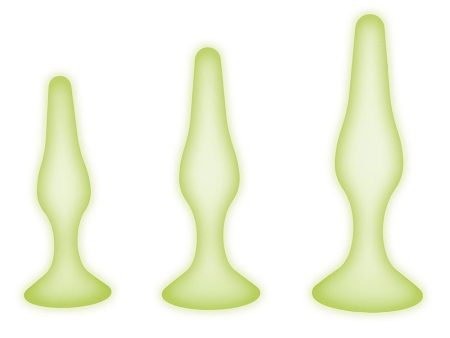 Glow In The Dark Silicone Anal Training zestaw świecących w ciemności korków analnych White Supply