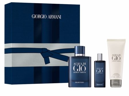 Acqua di Gio Profondo zestaw woda perfumowana spray 75ml + woda perfumowana 15ml + żel pod prysznic 75ml Sale