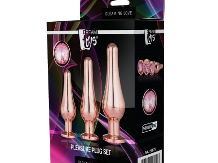 Gleaming Love Rose Gold Pleasure Plug Set zestaw korków analnych 3szt. For Sale