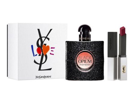 Black Opium Pour Femme zestaw woda perfumowana spray 50ml + Rouge Pur Couture The Slim Sheer Matte matowa pomadka do ust 107 2g For Cheap