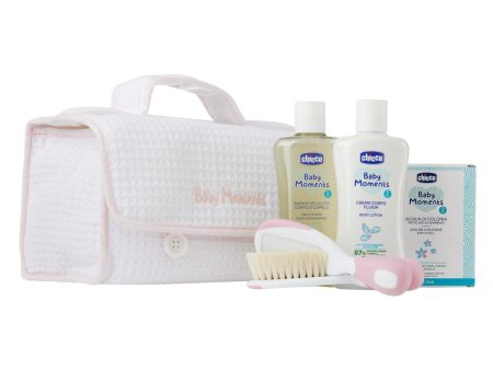 Baby Moments Pink zestaw płyn do mycia 200ml + balsam do ciała 200ml + woda perfumowana 100ml + szczotka i grzebień + kosmetyczka Online Sale