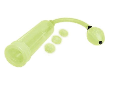 Glow In The Dark Penis Pump & Stamina Ring pompka do penisa i zestaw pierścieni White For Discount