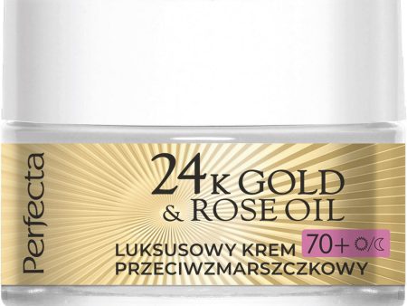 24K Gold & Rose Oil luksusowy krem przeciwzmarszczkowy na dzień i na noc 70+ 50ml For Cheap