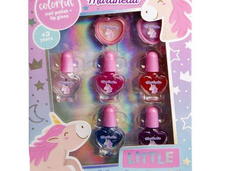 Little Unicorn Nail Polish & Lip Set zestaw błyszczyk do ust 2szt. + lakier do paznokci 5szt. Cheap